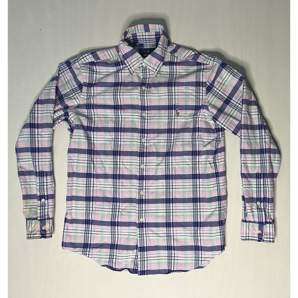 Polo Ralph Lauren Oxford Dress Shirt Men's SZ Medium Plaid Long Sleeve Button Up